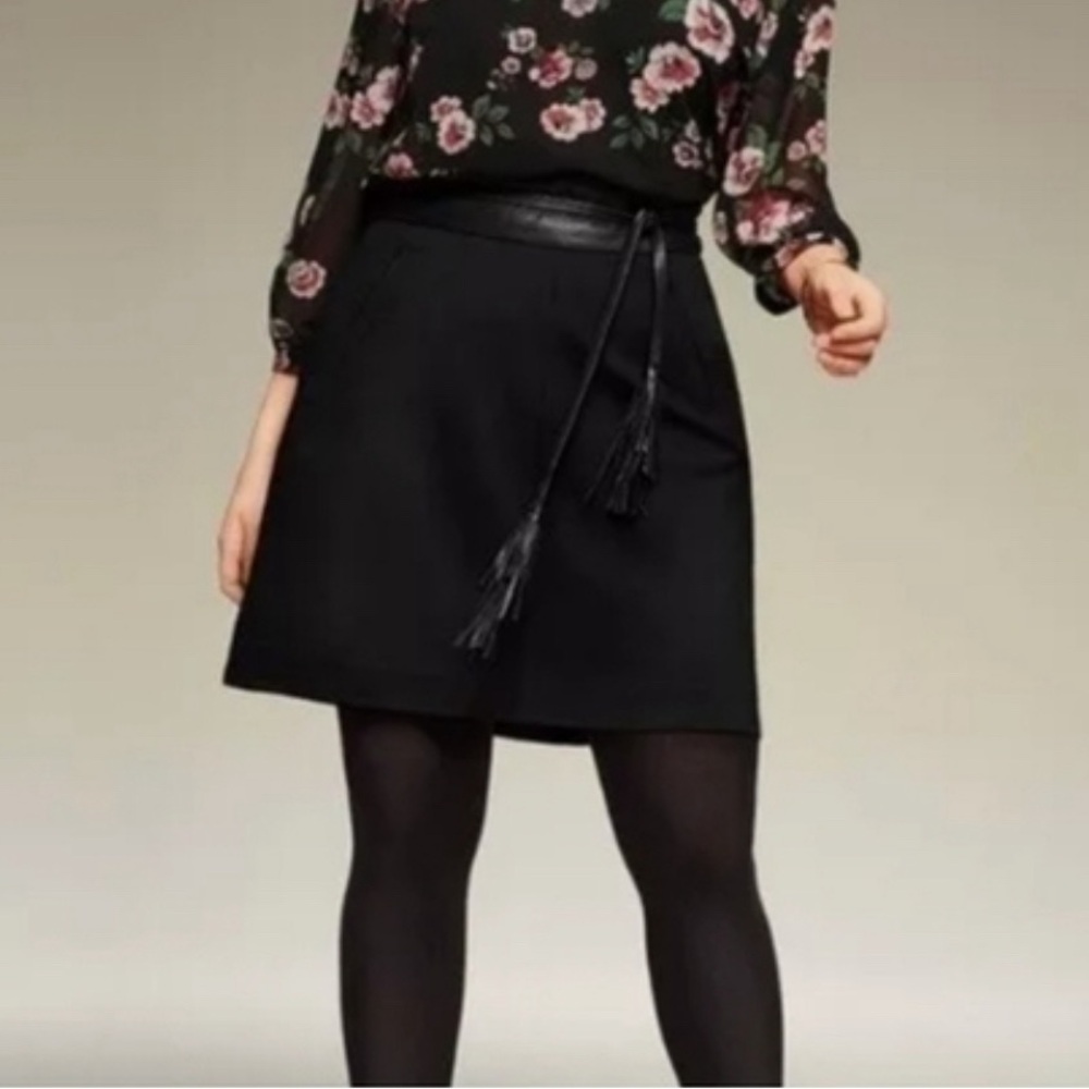 🌻2/$10 Cabi #3583 AGENCY Black Thick Knit Stretch Ponte A Line Mini Skirt